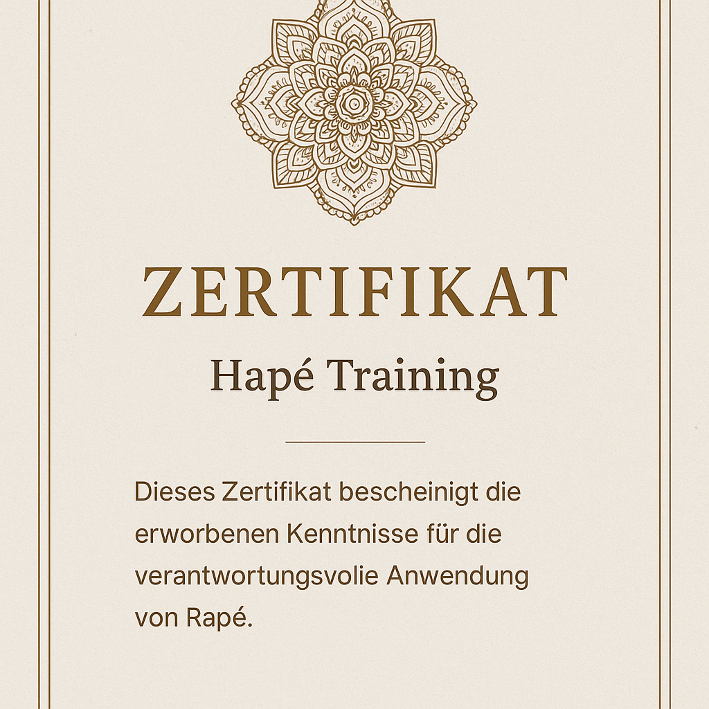 Schriftliche Anleitung und Zertifikat